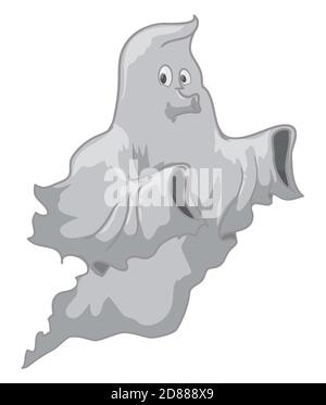 Lustige Cartoon Geist schweben und pfeifen, isoliert auf weißem Hintergrund. Stock Vektor