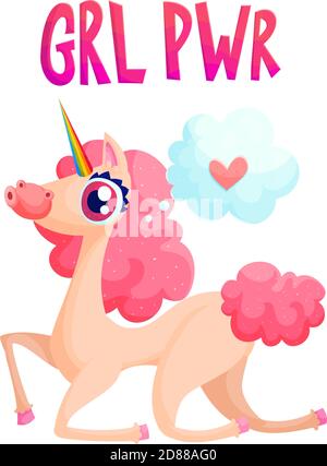GRL pwr Einhorn-Poster Stock Vektor