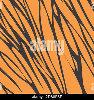 Hintergrund zum Bedrucken von Tieren auf einem orangen Hintergrund mit schwarzen Streifen. Zebra, Gepard, Leopard, Tiger Stock Vektor