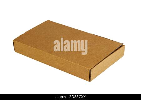 Karton für Postpaket, Geschenkverpackung, Lagerung und Transport von Dingen zu Hause, im Büro, im Laden und im Lager. Isoliert auf einem weißen Hintergrund Stockfoto