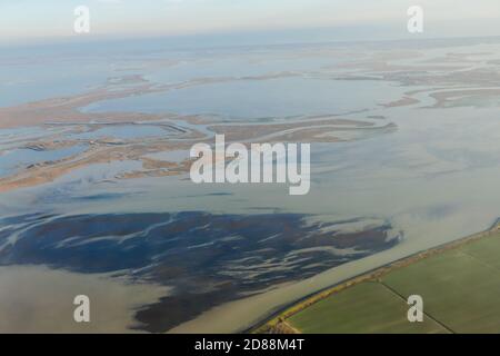 Schönes Foto Bild Ansicht Vogelauge von Venedig Lagune aus Das Sky Airplane Stockfoto