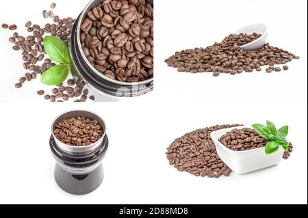 Set von brasilianischen Kaffee Nahaufnahme isoliert auf weißem Hintergrund Stockfoto