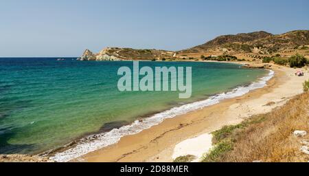 Mavrospilia Strand, Kimolos Insel, Kykladen, Griechenland. Stockfoto