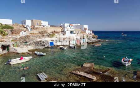 Goupa Fischerdorf, Kimolos Insel, Kykladen, Griechenland. Stockfoto