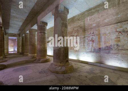 Innere Heiligtum, Tempel von Seti in Abydos, Ägypten Stockfoto