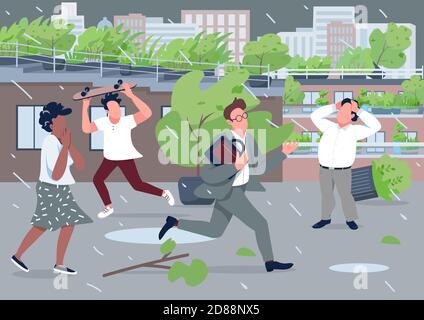 Regensturm flache Farbe Vektor Illustration Stock Vektor