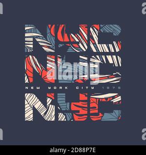 New York City. Bunte Blumen Vektor T-Shirt-Design, Poster, Druck, Label Stock Vektor