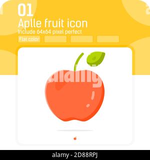 Apfelfrucht-Symbol mit flachem Stil isoliert auf weißem Hintergrund. Vektor, Zeichen und Symbol-Symbol für Grafik-Design, Web-Design, ui, ux, Gemüse, Lebensmittel Stock Vektor