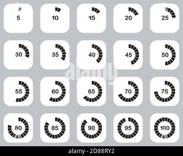 Lade- Oder Prozentzeichen Schwarz-Weiß-Flat-Design-Set 03 Groß Stock Vektor