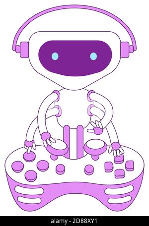 Roboter Spielkonsole Joystick violett lineares Objekt Stock Vektor