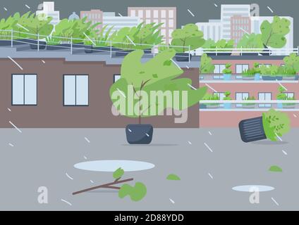 Regensturm flache Farbe Vektor Illustration Stock Vektor