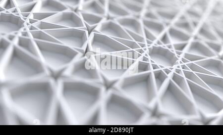 Abstrakt weiß arabisch Girih Muster Hintergrund. Extrudierte muslimische Ornament. Interior Design Konzept. 3d-Renderdarstellung. Islamisches Geometriemuster. P Stockfoto