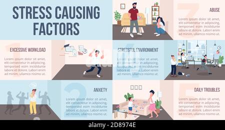 Stress verursachende Faktoren flache Farbe Vektor informative Infografik Vorlage Stock Vektor