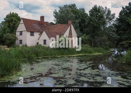 Willy Lotts Cottage in Dedham Vale, Großbritannien wurde berühmt durch John Constables Gemälde 'The Haywain' Stockfoto