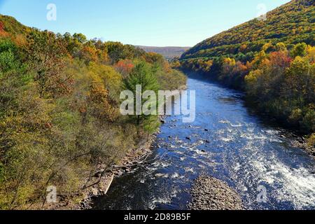 Auffällige Herbstfarben in der Nähe von Lehigh River, Jim Thorpe, Pennsylvania, USA Stockfoto