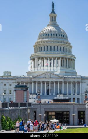 Thomas U. Walters prächtige gusseisernen Kuppel des US-Kapitols ragt 288' über dem Kapitol in Washington DC auf Stockfoto