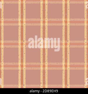 Vektor karierten Webmuster nahtlose Hintergrund. Rot rosa gelb Grunge melierte strukturierte gewebte Hintergrund. Moderne geometrische Criss Kreuz Gingham Stock Vektor