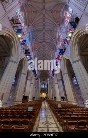 Kirchenschiff der Washington National Cathedral. Stockfoto