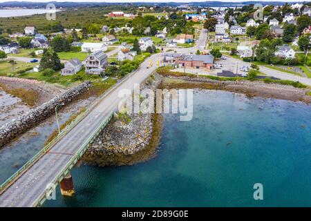 US Zoll und Grenzschutz, USA - Kanada Grenzübergang während COVID-19, Lubec, Maine, USA Stockfoto