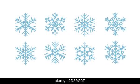 Schneeflocken Sammlung. Vektorgrafik im flachen Stil Stock Vektor