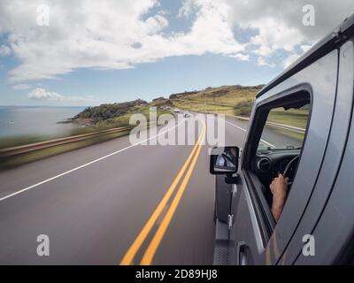 4x4 Fahrt entlang der Küstenstraße, Maui, Hawaii, USA Stockfoto