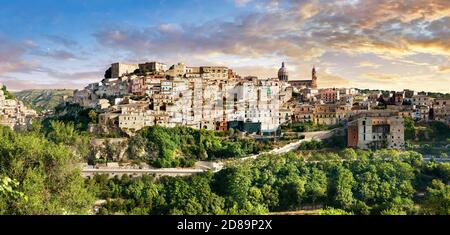 Blick auf Ragusa Ibla - historischen Hügel Spitze sizilianischen Stadt Stockfoto