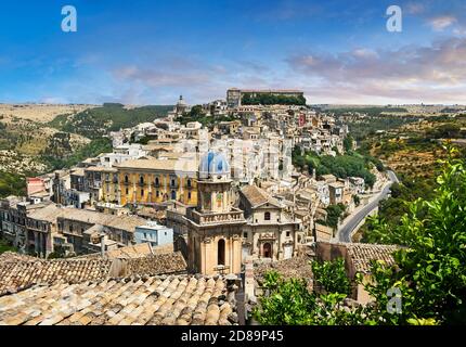 Blick auf Ragusa Ibla - historischen Hügel Spitze sizilianischen Stadt Stockfoto