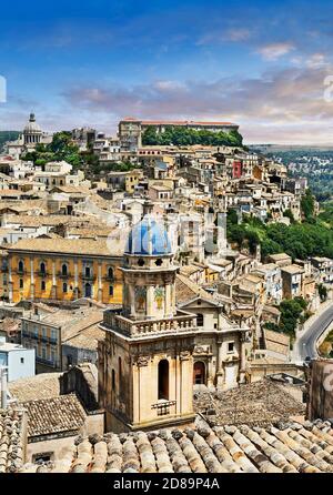Blick auf Ragusa Ibla - historischen Hügel Spitze sizilianischen Stadt Stockfoto