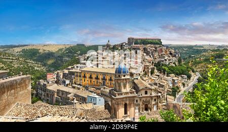 Blick auf Ragusa Ibla - historischen Hügel Spitze sizilianischen Stadt Stockfoto