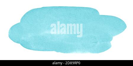 Meeresblau Aquarellfarbe Fleck mit definierten Grenzen. Isolierte Stelle. Ready Frame für Design, Poster, Vorlagen, Postkarten. Stockfoto