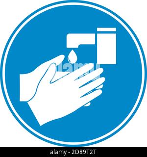 Symbol für das Händewaschen oder Symbol auf blauer Vektorgrafik Stock Vektor