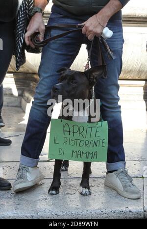 Rom, Italien. Oktober 2020. Rom, Protest von Catering-Mitarbeitern gegen die DCPM der Regierung zur Bekämpfung der Pandemie von Covid 19 Bild: Quelle: Independent Photo Agency/Alamy Live News Stockfoto