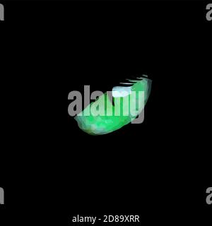 Nahaufnahme des Kopfes der schwarzen Katze mit glühenden Grüne Augen Stock Vektor