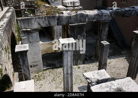 Brescia, Italien: Die Ruine des Kapitols von Brescia, das Kapitol von Brixia, ein Tempel, der der Verehrung der Kapitolinischen Triade -Jupiter,Juno und Mi gewidmet ist Stockfoto