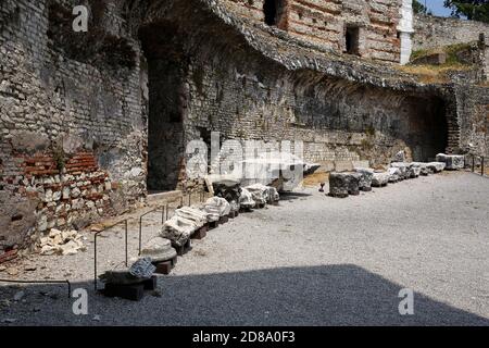 Brescia, Italien: Die Ruine des Kapitols von Brescia, das Kapitol von Brixia, ein Tempel, der der Verehrung der Kapitolinischen Triade -Jupiter,Juno und Mi gewidmet ist Stockfoto