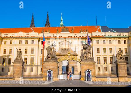 Matyášova brána, Hradčanské náměstí, Hradcany, Prag, Tschechische Republik Stockfoto