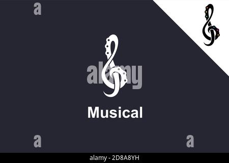 Musik-Logo, Creative Treble-Schlüssel-Symbol und Symbol. Stock Vektor