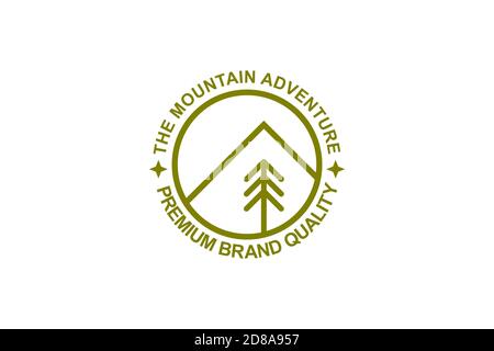 Line Art vintage Berg Logo, Abzeichen und Emblem. Stock Vektor