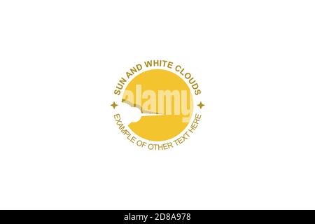 Kreis gelbe Sonne mit Wolke auf negativen Raum Design-Konzept, Himmel Logo Illustration. Stock Vektor