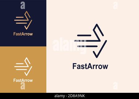 Fast Pfeil Logo Design Konzept, Linie Stil. Stock Vektor
