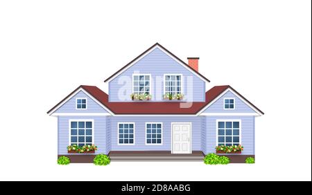 Haus lila, Haus Villa isoliert Stockfoto