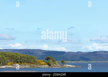 Lough Cullin in der Grafschaft Mayo, im Westen Irlands, ist ein berühmter Fliegenfischersee für Lachs und Bachforelle. Stockfoto