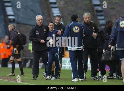 Wolverhampton Wanderers / Leeds United, 24. Februar 2007. Mick McCarthy mit Dennis Wise und Gus Poyet Stockfoto