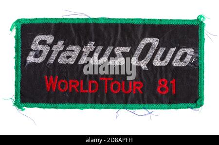 Status Quo World Tour 81 Stoff Memento gestickter Aufnäher. Stockfoto