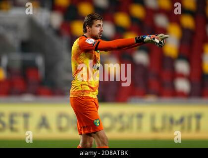 Brentford Community Stadium, London, Großbritannien. Oktober 2020. English Football League Championship Football, Brentford FC gegen Norwich City; Torwart Tim Krul von Norwich City Kredit: Action Plus Sports/Alamy Live News Stockfoto