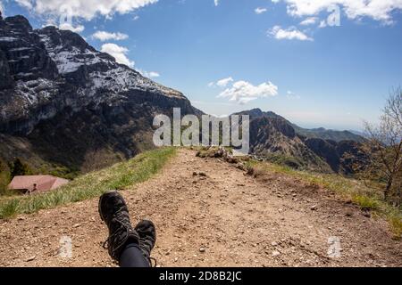 Malerische Bergwanderungen in Piani d'Erna in der Nähe von Lecco, Italien Stockfoto