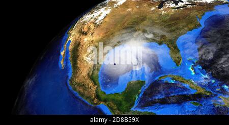 Hurrikan Zeta aus dem All. Elemente dieser 3d-Illustration werden von der NASA eingerichtet. Stockfoto