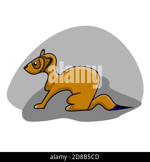 Rotes Frettchen auf grauem Hintergrund im Cartoon-Stil Stock Vektor