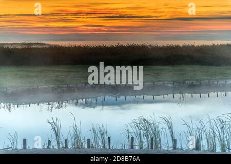 Blick auf Zalew Wislany von der Küste in Katy Rybackie Stockfoto