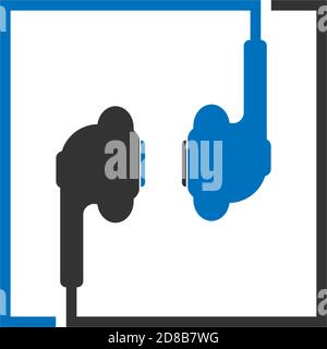 Ohrhörer, Ohrhörer Symbol flaches Design Vektor Stock Vektor